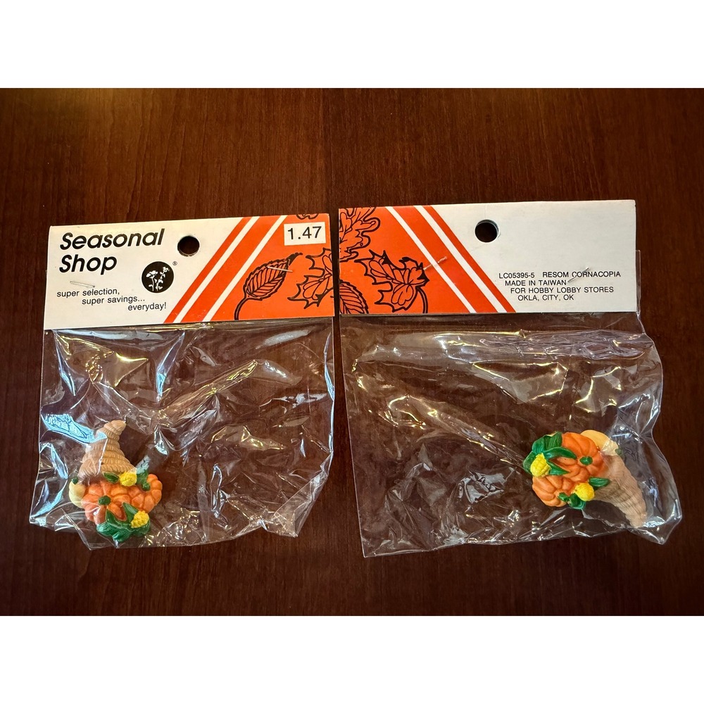 Vtg Hobby Lobby Seasonal Shop Miniature Resin Cornucopia Thanksgiving Lot NOS